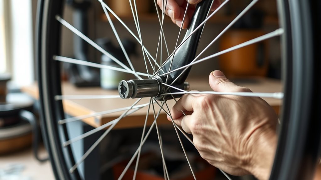 adjust spokes for wheel true