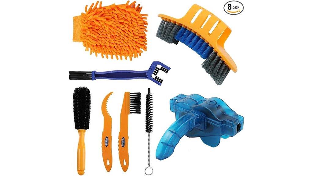 eight piece bike cleaning set