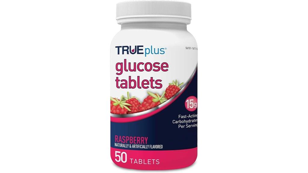 raspberry flavored glucose tablets
