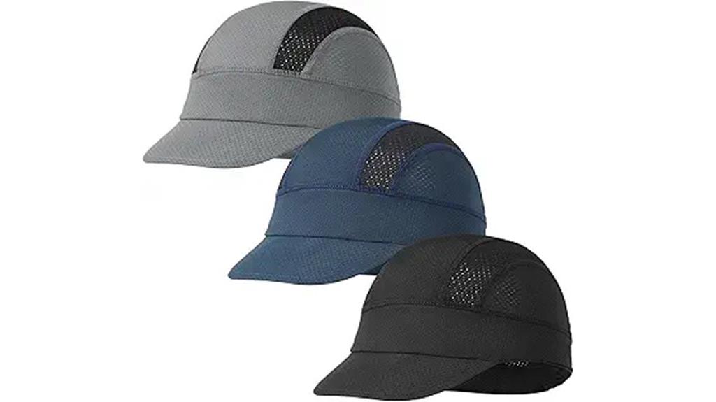 set of three cycling caps