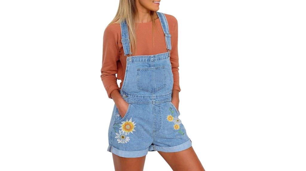 women s denim bib shorts