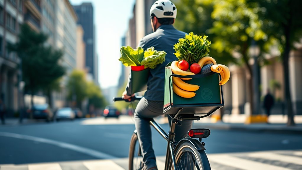 biking groceries with panniers