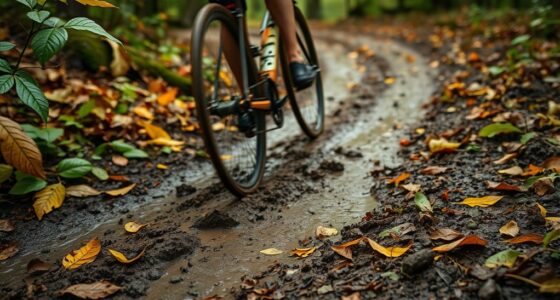riding through muddy leaves