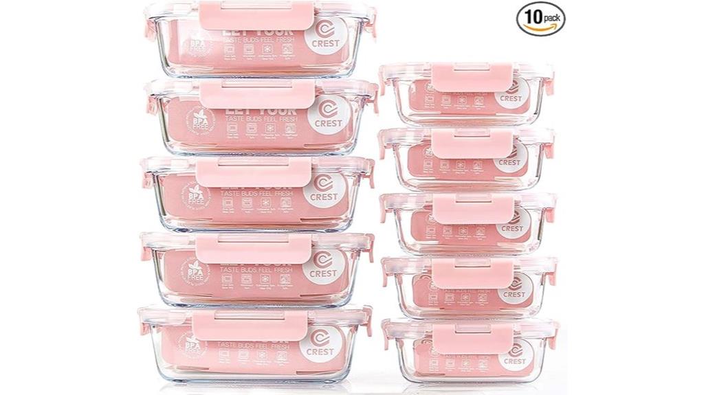 ten pack glass meal containers
