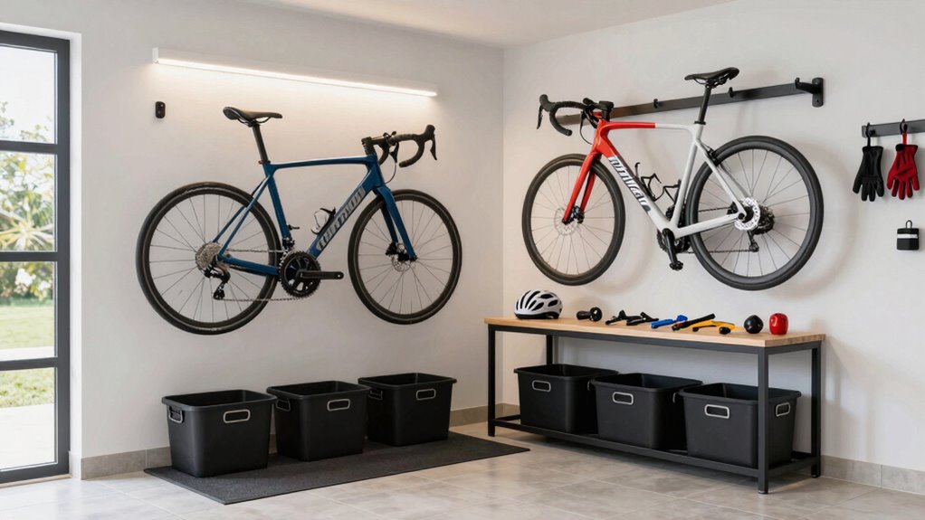 organized inviting bike maintenance space