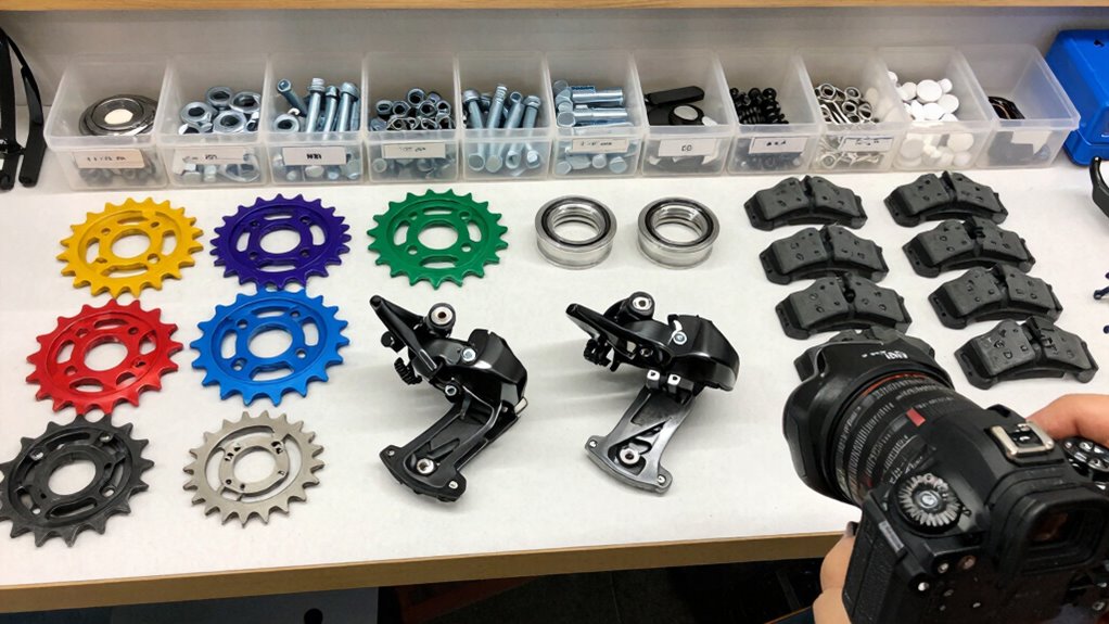 organized bike parts storage