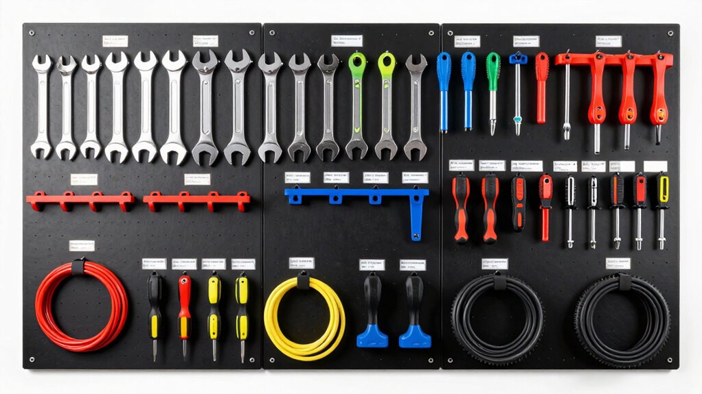 organized labeled bike tool storage
