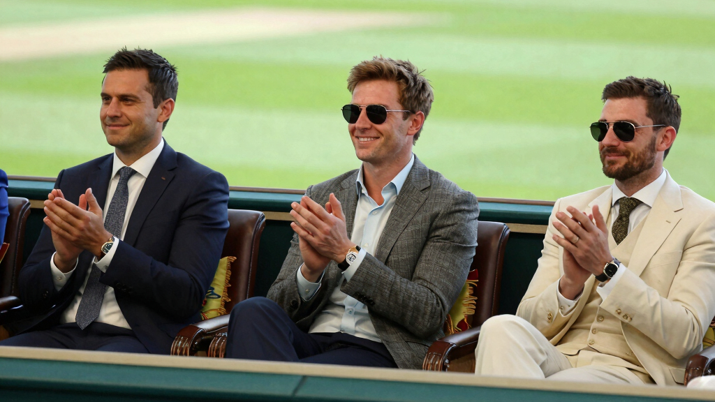 Cricketing greats in the Royal Box on Day 12