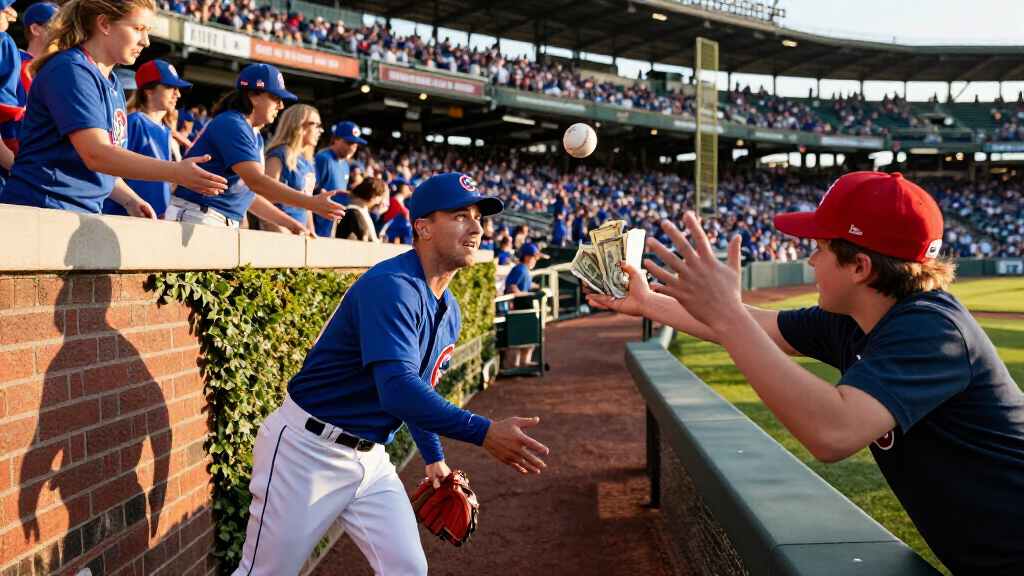 Chicago Cubs Outfielder Ian Happ Tossed A Ball To The Fans With $300 Wrapped Around It To Buy Beers For A Bunch Of Fans